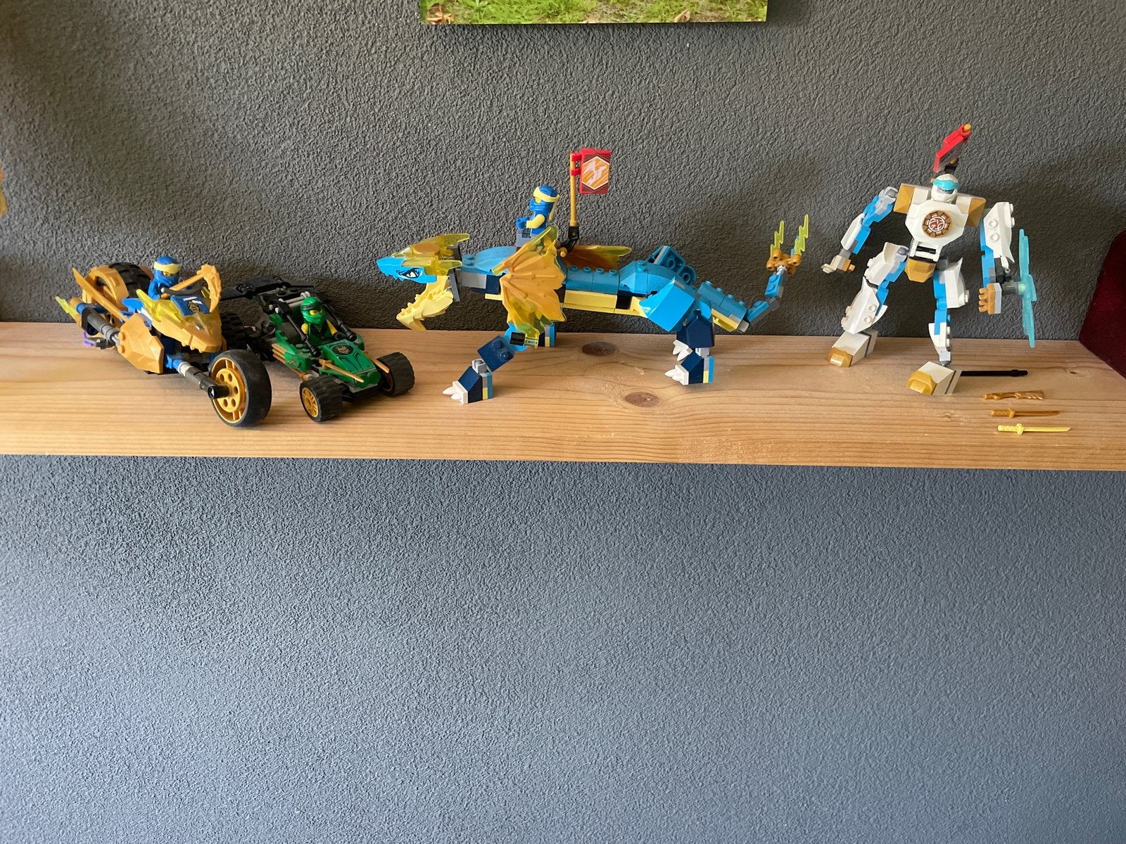 Lego Ninjago sets: draak, motor en buggy, Gebruikt, Lego, Ophalen of Verzenden, Compleet