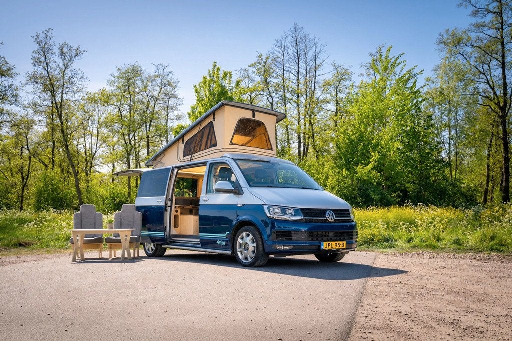 Volkswagen Transporter Amigo Camper (nieuw - benzine - 4 per, Luifel, Buscamper of Camperbus, Volkswagen, Bedrijf