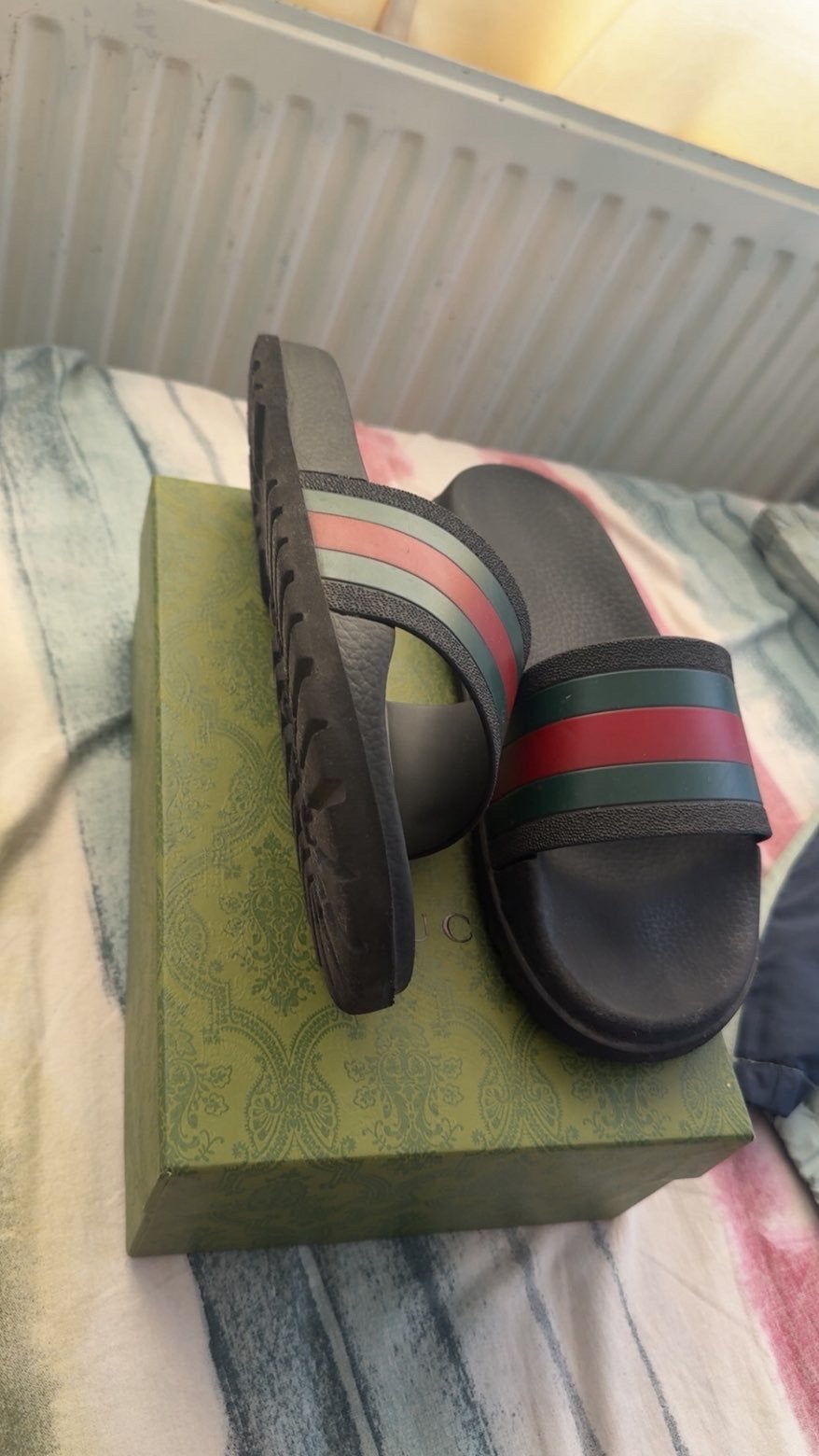 Originele Gucci Web slides heren, Kleding | Heren, Schoenen, Slippers, Overige kleuren, Ophalen of Verzenden, Zo goed als nieuw