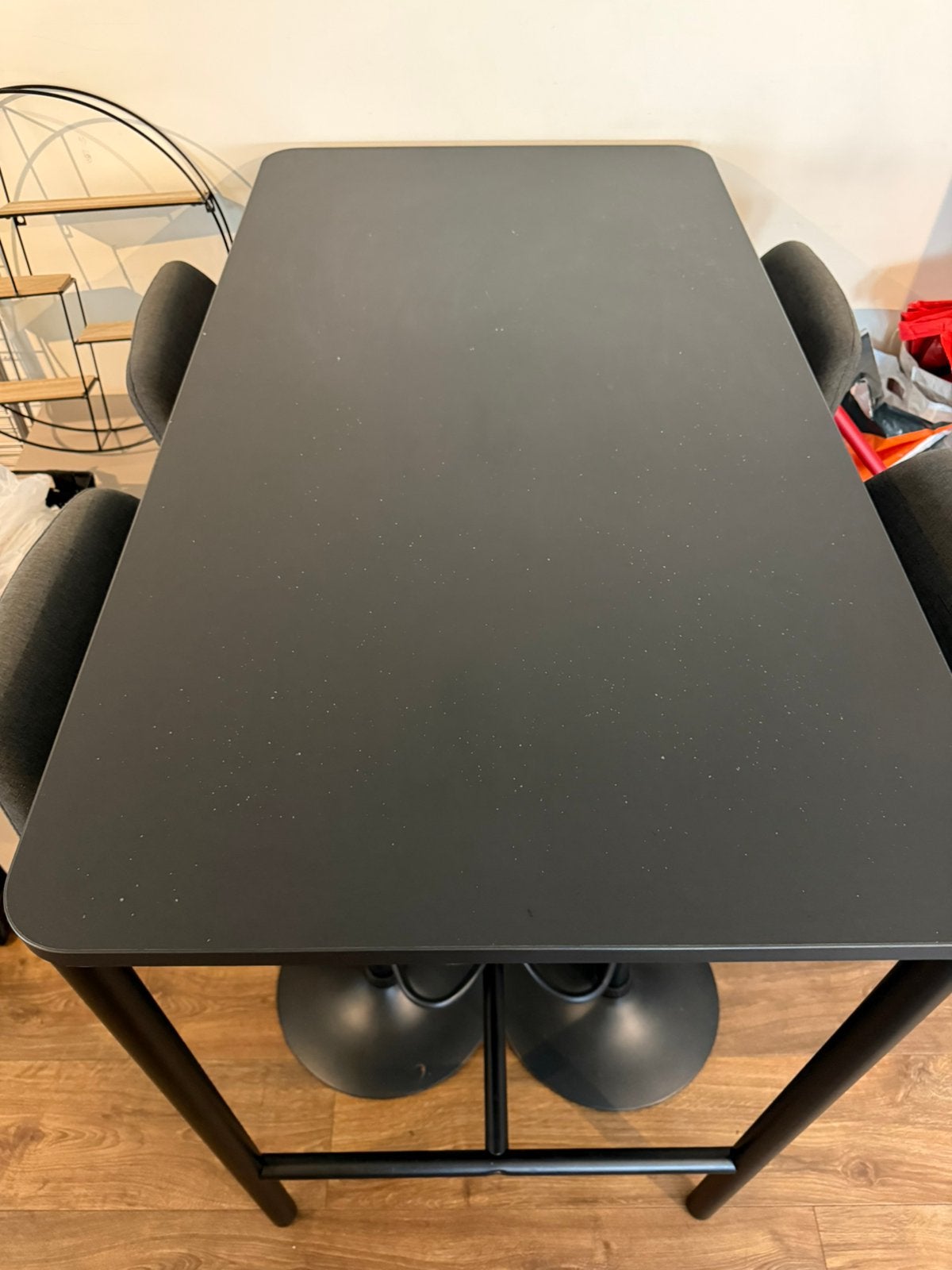 Bartafel met 4 barstoelen, Huis en Inrichting, Ophalen, 100 tot 150 cm, 50 tot 100 cm, Zo goed als nieuw