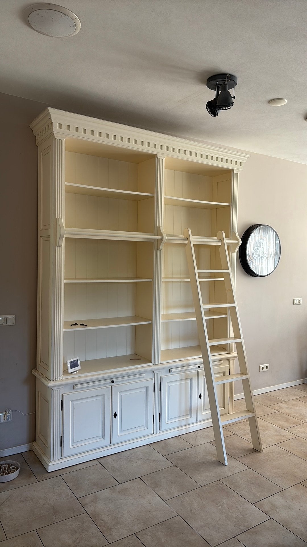 Bibliotheekkast met trap, Huis en Inrichting, Kasten | Boekenkasten, 200 cm of meer, 150 tot 200 cm, Eikenhout, 25 tot 50 cm