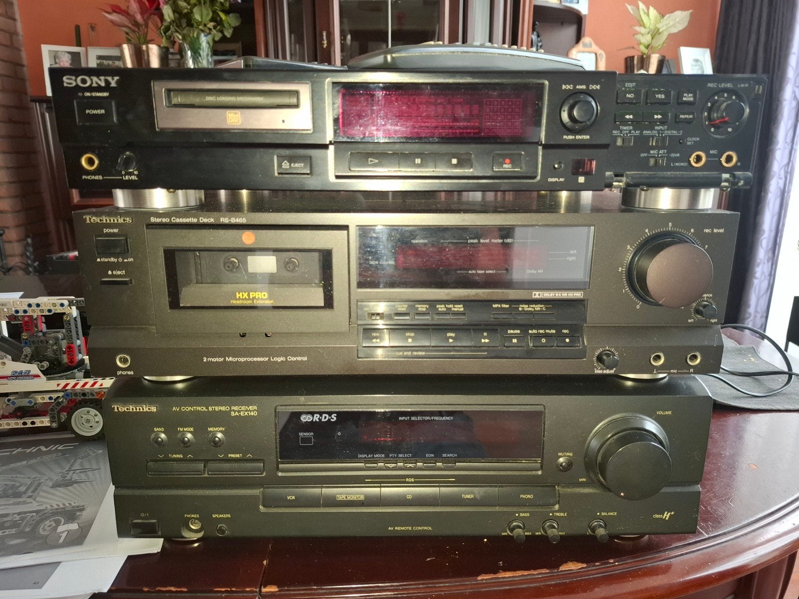 Sony/Technics Hifi Set met Minidisc, en Receive, Ophalen, Gebruikt, Cassettedeck, Sony