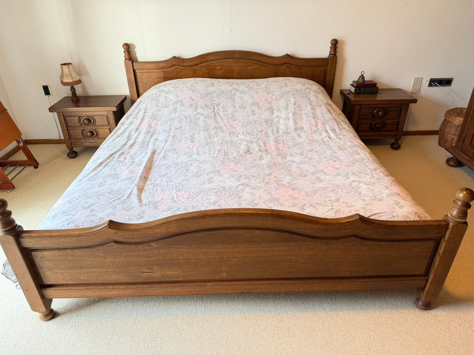 Complete Eiken tweepersoons Slaapkamer, Bruin, Tweepersoons, Zo goed als nieuw, Overige maten