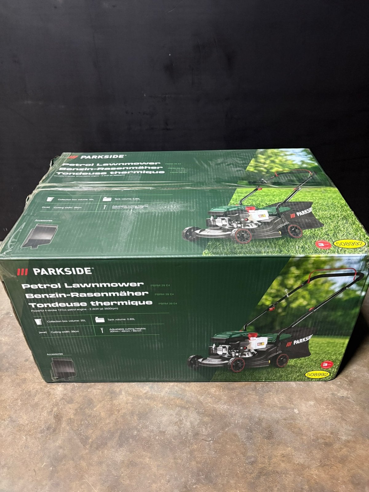 Parkside Grasmaaier, Tuin en Terras, Ophalen, Nieuw, Benzine-grasmaaier, Opvangzak