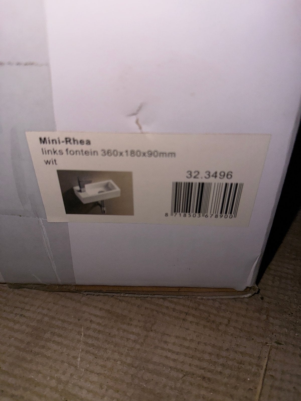 Mini-Rhea fontein wit 360x180x90mm nieuw in doos, Ophalen, Nieuw, Toilet