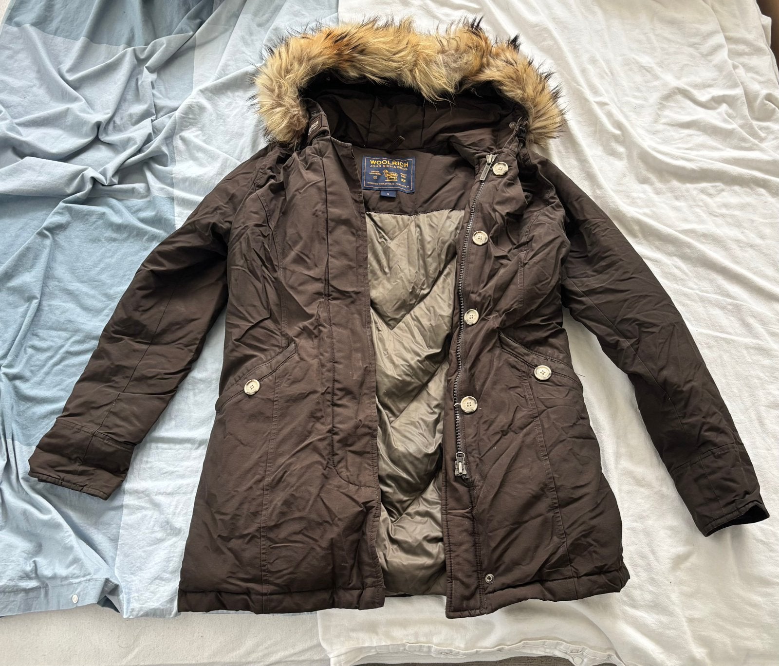 Woolrich Dames jas Maat S, Ophalen, Zo goed als nieuw, Maat 36 (S), Bruin