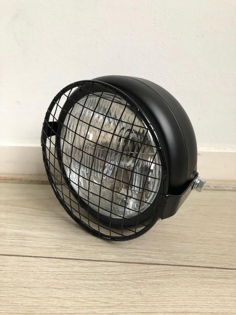 Koplamp zwart caferacer bobber scrambler + rooster, Ophalen of Verzenden