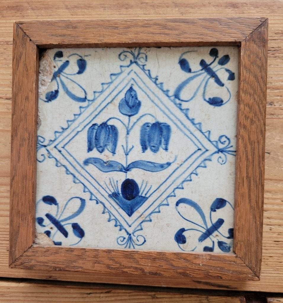 Antieke wandtegel - Tulp tegel (1620 - 1650 ), Ophalen of Verzenden