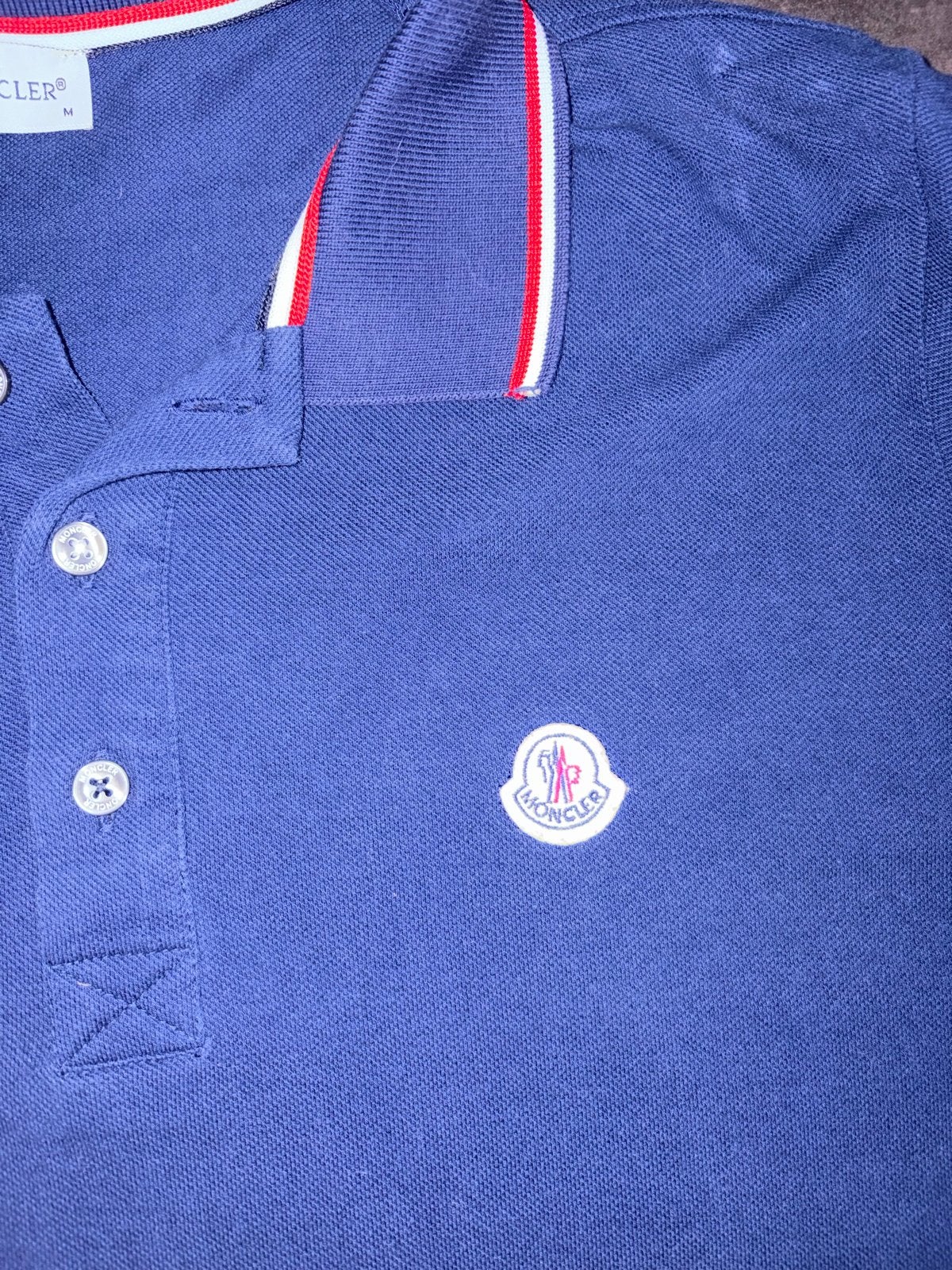 Moncler Polo Shirt - Blauw - Maat M - Goede Staat, Kleding | Heren, Ophalen of Verzenden, Gedragen, Maat 48/50 (M), Blauw