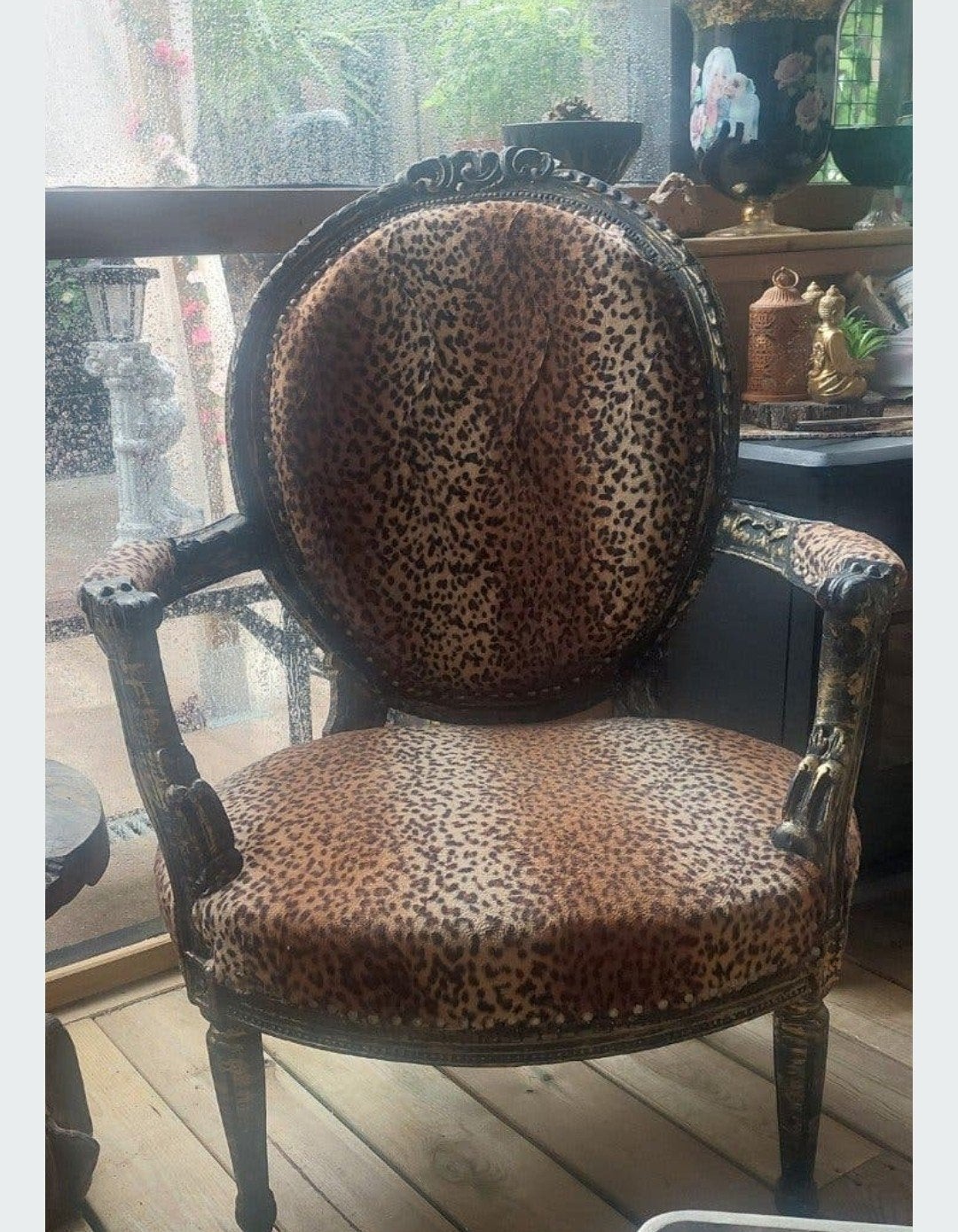 Barokstoel met opvallende tijgerprint bekleding, Huis en Inrichting, Stoelen, Ophalen