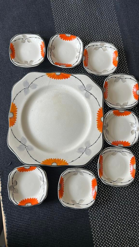 Antiek-vintage Soho pottery ltd schaal met 8 kleine(1), Ophalen of Verzenden