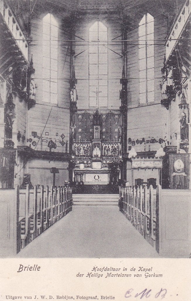 Brielle. Hoofdaltaar Kapel Heilige Martelaren van Gorkum, Verzenden, Voor 1920, Gelopen, Zuid-Holland