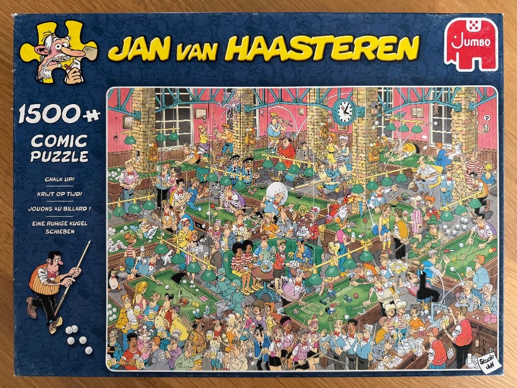 Jan van Haasteren, Krijt op tijd!, 1000 stukjes, Ophalen of Verzenden, 500 t/m 1500 stukjes, Zo goed als nieuw, Legpuzzel