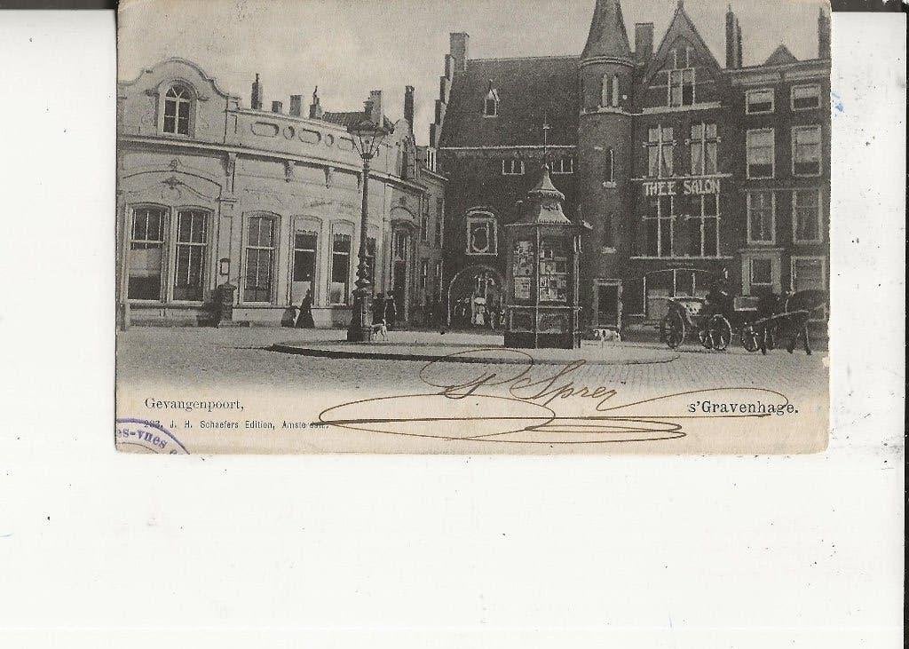 Den Haag Gevangenpoort met Theesalon en Kiosk 11 juni 1905, Ophalen of Verzenden, Voor 1920, Gelopen, Zuid-Holland