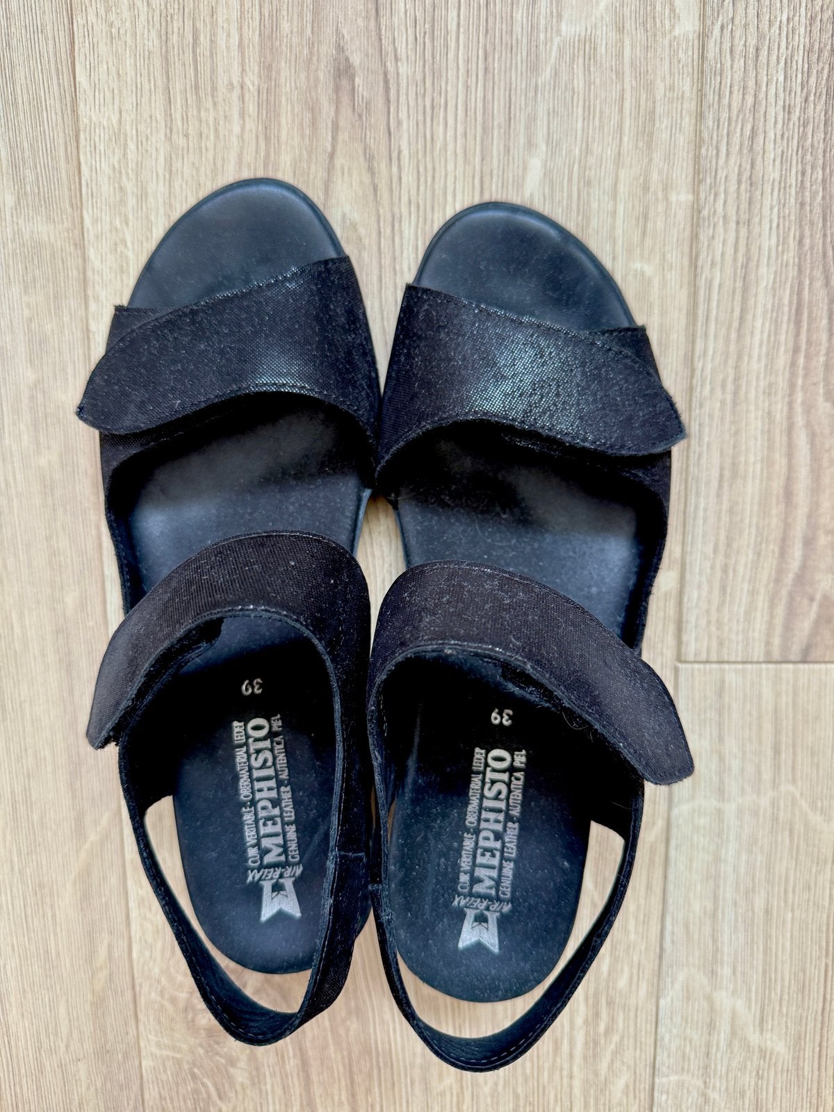 Mephisto zwarte sandalen, maat 39, Ophalen, Zwart, Sandalen of Muiltjes, Zo goed als nieuw