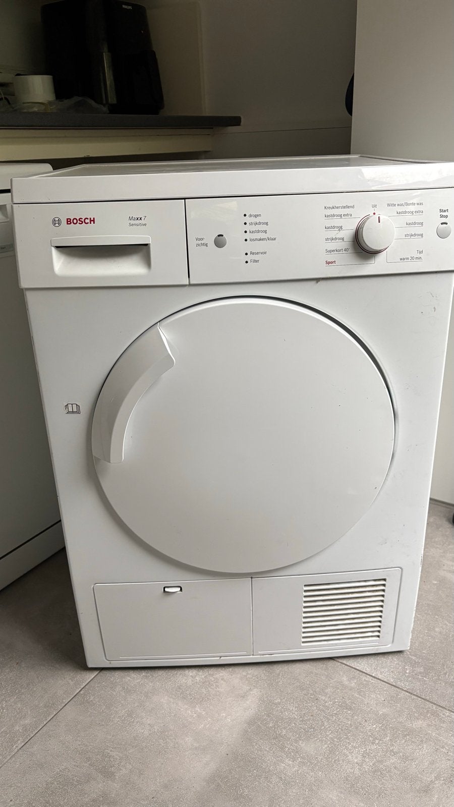 Bosch Maxx 7 Sensitive condens droger 7kg (defect), Ophalen, 6 tot 8 kg, Gebruikt, Luchtafvoer