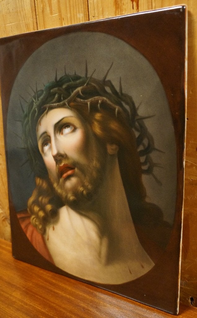 Porcelain Guido Reni Ecce Homo Altenburger Schilderij 19e, Ophalen of Verzenden