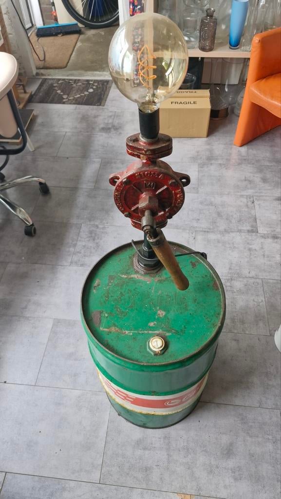 Unieke Castrol olievat lamp - Industriële stijl, Antiek en Kunst, Ophalen of Verzenden