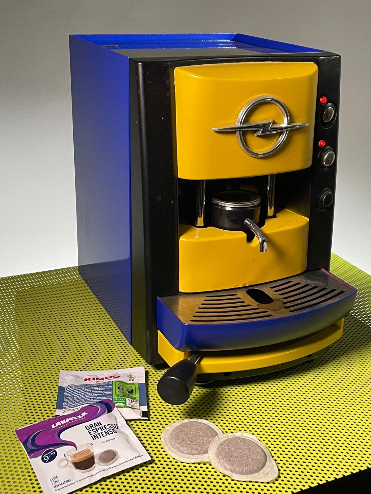 Grimac ESE espresso machine + 50 cafeïnevrije pods, Ophalen, Refurbished, Espresso apparaat, Koffiepads en cups