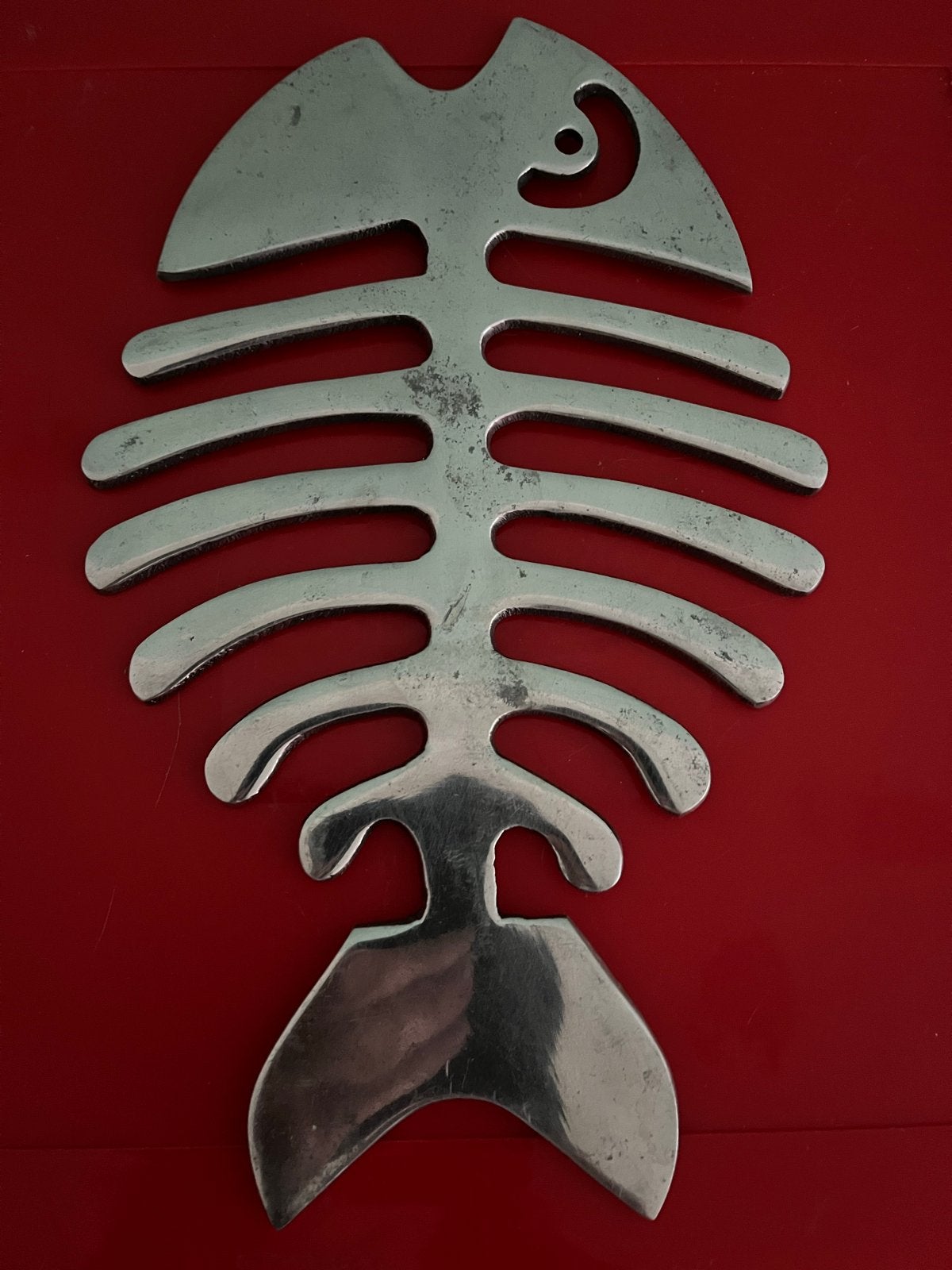 Vintage Metalen Visgraat Onderzetter(2)., Ophalen of Verzenden, Gebruikt
