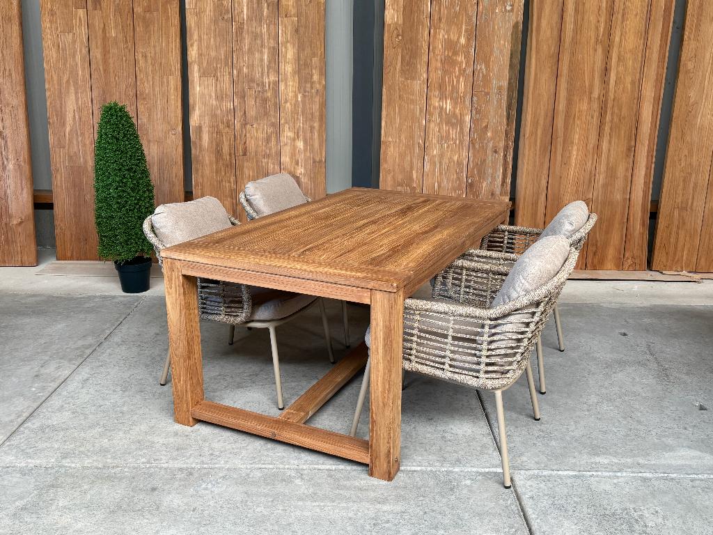Tuinset | dining | Windsor oud teak 180cm incl 4 Luna beige, Ophalen, 4 zitplaatsen, Teakhout, Nieuw