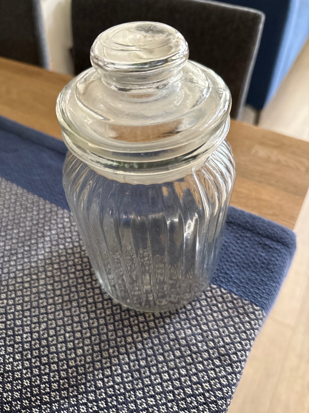 Glazen pot met deksel - Geribbeld design, Ophalen, Rond, Pot of Kruik, Geribbeld