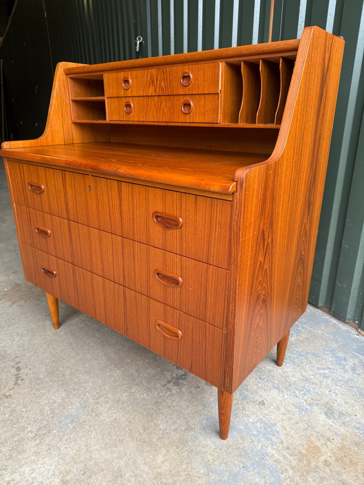 Egon Ostergaard Teak Secretaire SMI Zweden, Ophalen, 89 cm, X, 47 cm
