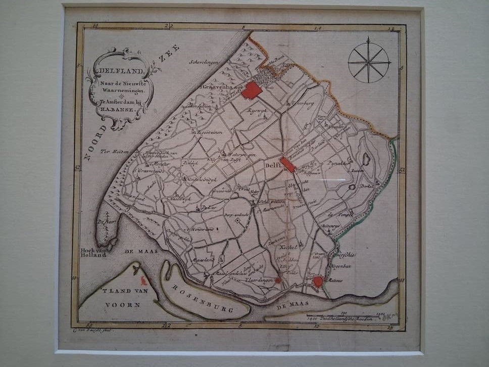 Antieke Kaart Delfland  H A Banse, Ophalen of Verzenden