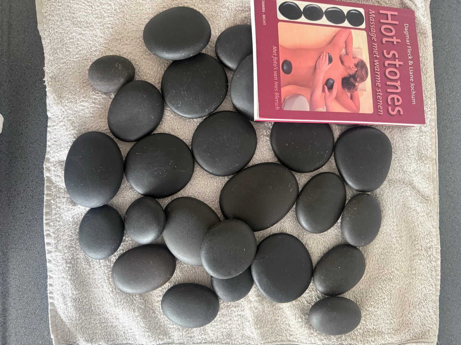 Hotstone massage set met heater en boek, Ophalen, Gebruikt, Hotstone