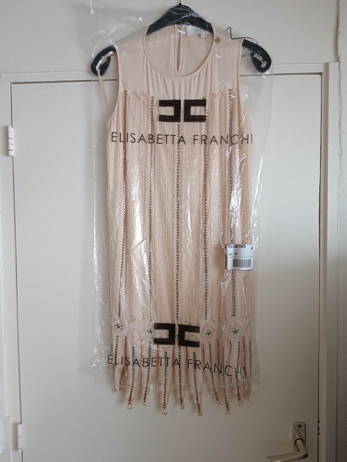 Elisabetta Franchi Gold Jurk met Kralen en Franjes, Kleding | Dames, Jurken, Ophalen of Verzenden, Nieuw, Roze, Onder de knie