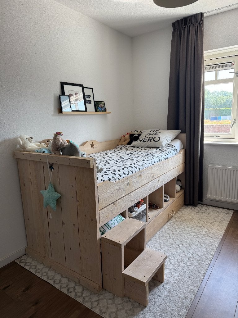 Mooie half hoogslaper met extra bedlade, Huis en Inrichting, Ophalen, 90 cm, Eenpersoons, Wit