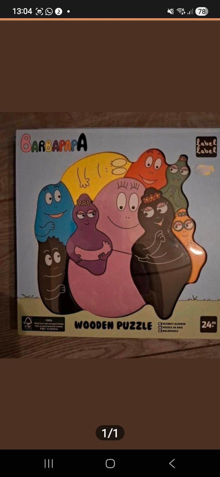 Barbapapa Houten Puzzel - Educatief Speelgoed, 2 tot 4 jaar, Onbekend@example.com, Label Label, Ophalen of Verzenden
