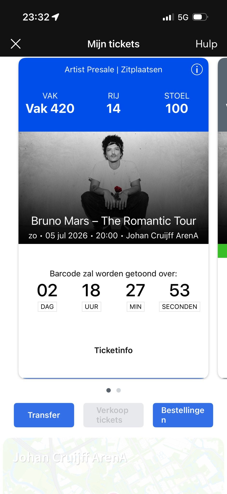 Bruno Mars – The Romantic Tour | 1 Ticket | Zondag 20 Juli, Eén persoon, Juli