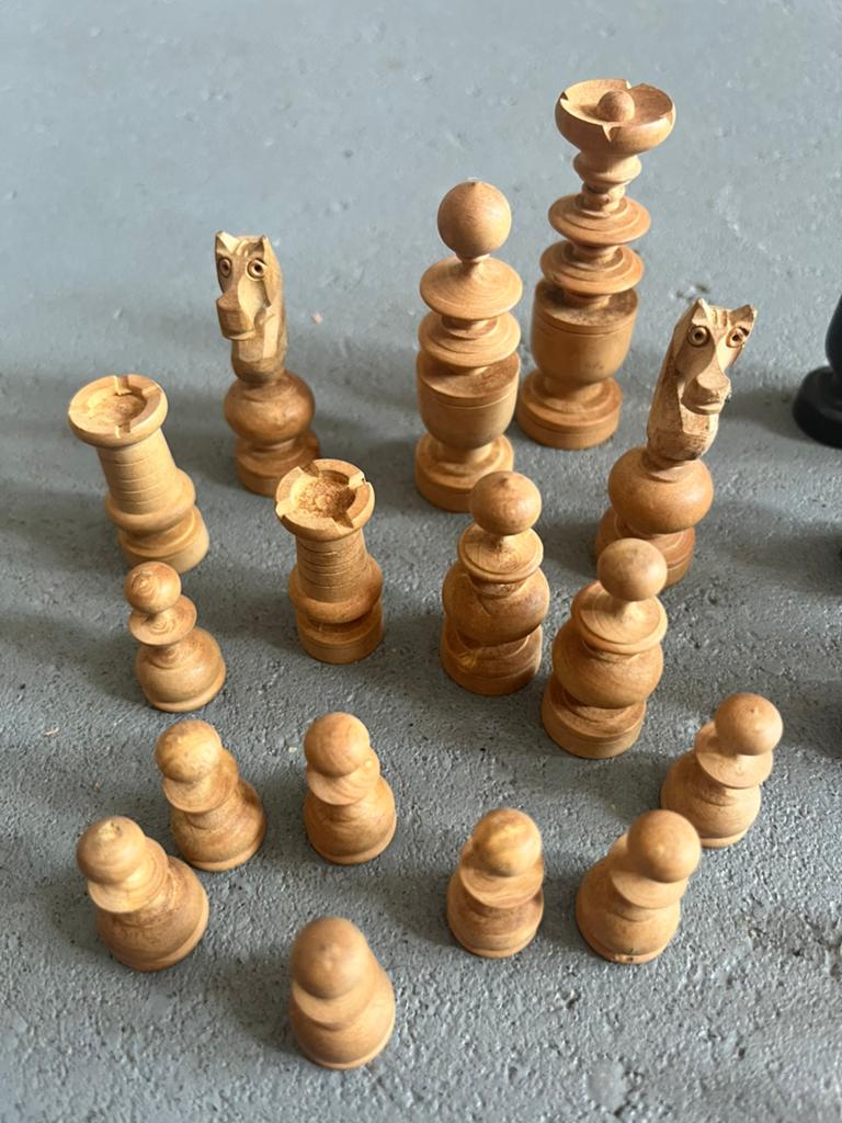 oude antieke Regency Schaakstukken set compleet 7cm, Ophalen of Verzenden, Zo goed als nieuw
