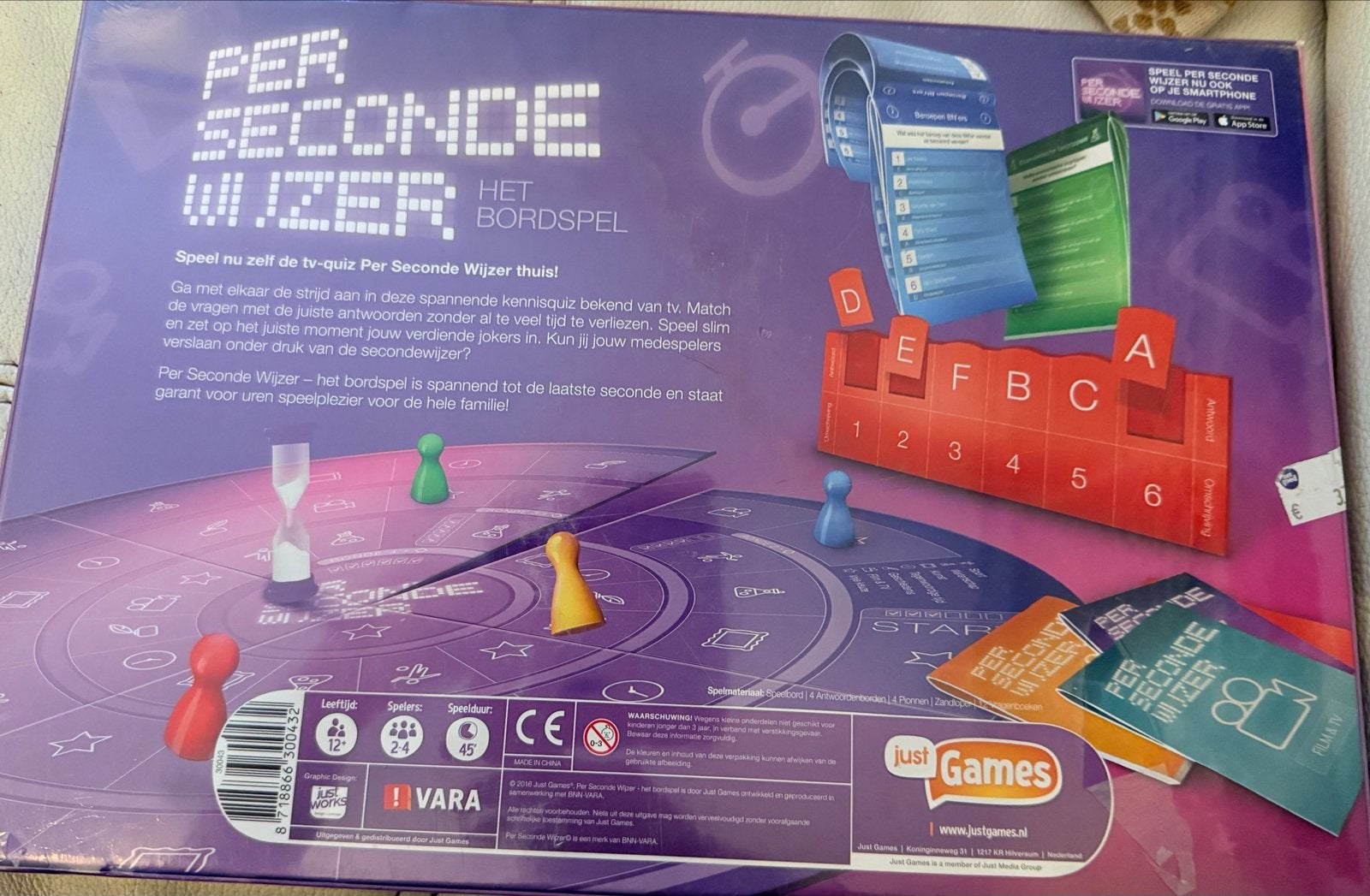 Ongeopend! Per Seconde Wijzer: Het Bordspel - Bekend van TV, Drie of vier spelers, Ophalen, Zo goed als nieuw