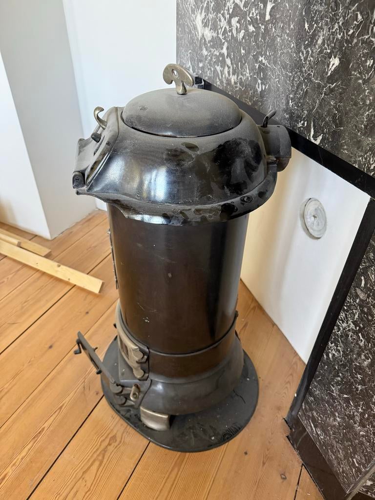 Antieke Thebo Kolenkachel - Zwart, Vrijstaand, Huis en Inrichting, Kachels, Ophalen, Gebruikt, Overige brandstoffen, Vrijstaand