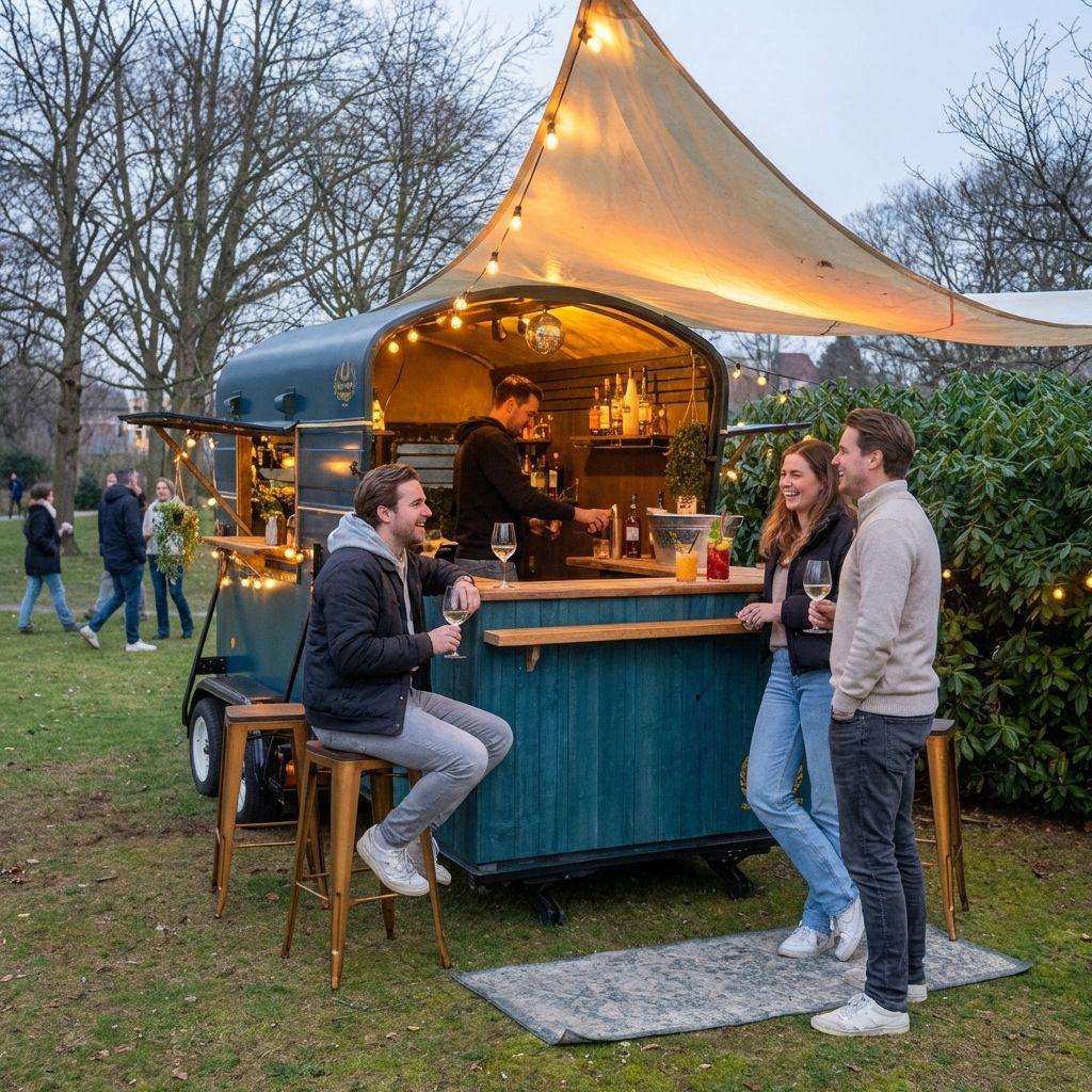 ‘Daisy James’ Mobile bar - Mobiele bar - Te huur, Hobby en Vrije tijd, Feestartikelen | Verhuur, Ophalen, Zo goed als nieuw, Overige