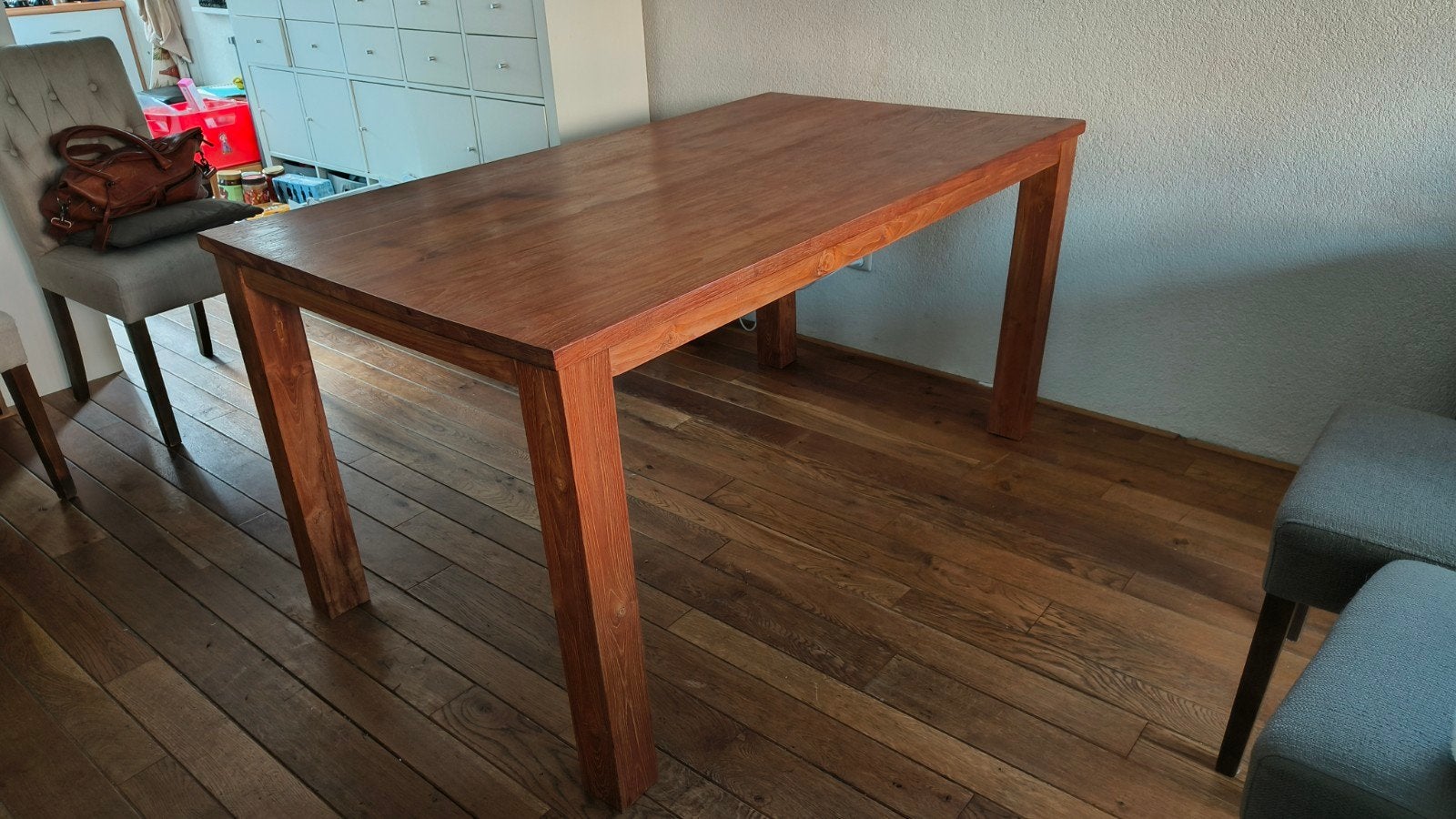 Massief houten eettafel 160x90 cm, Huis en Inrichting, Tafels | Eettafels, Ophalen, Gebruikt, 50 tot 100 cm, 150 tot 200 cm