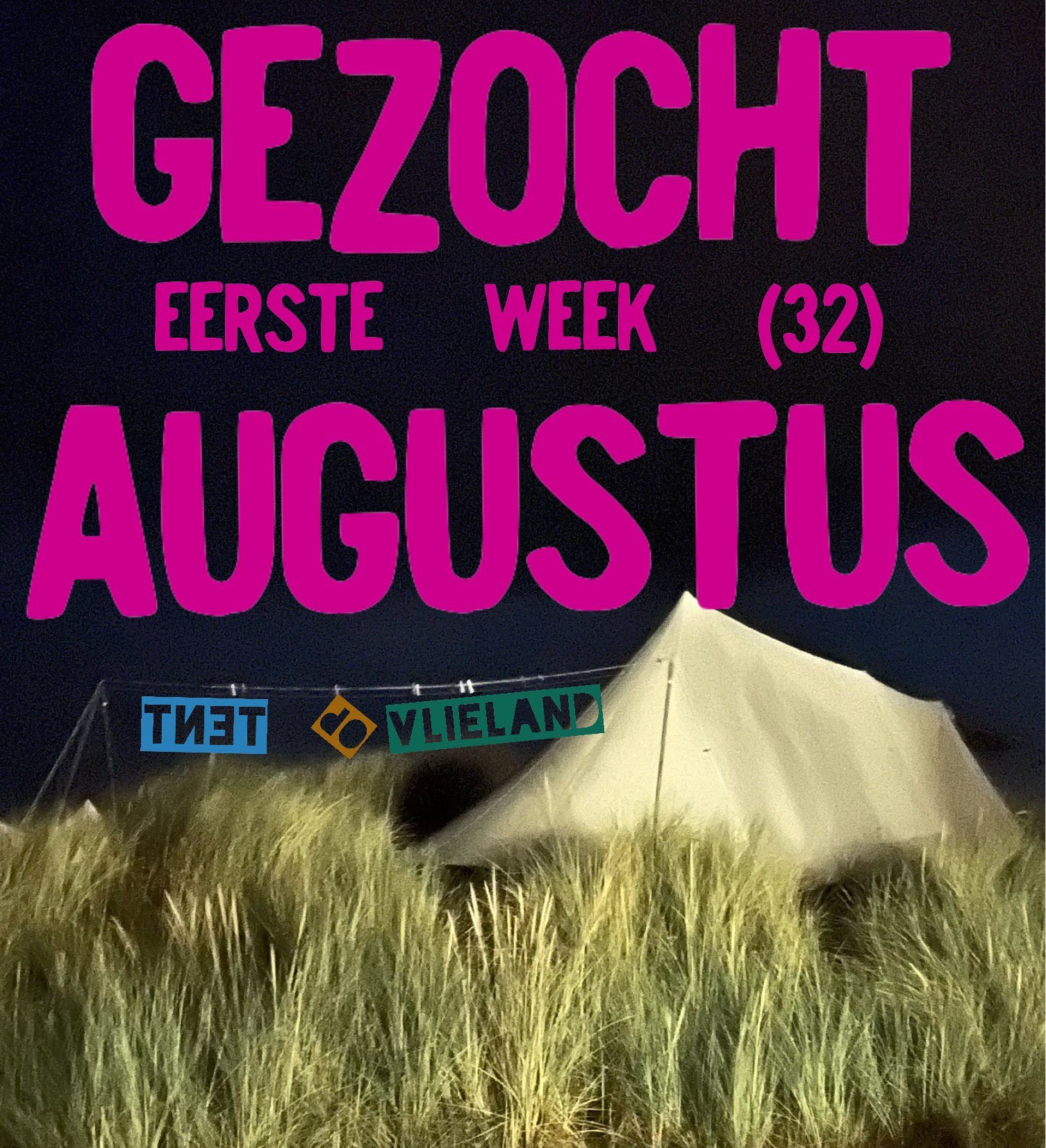 Tent op Stortemelk Vlieland gezocht eerste week augustus, Caravans en Kamperen, Ophalen of Verzenden, Zo goed als nieuw