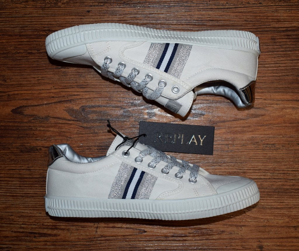 Replay - sneakers Extra white silver - maat 38, Wit, Nieuw, Replay, Ophalen of Verzenden