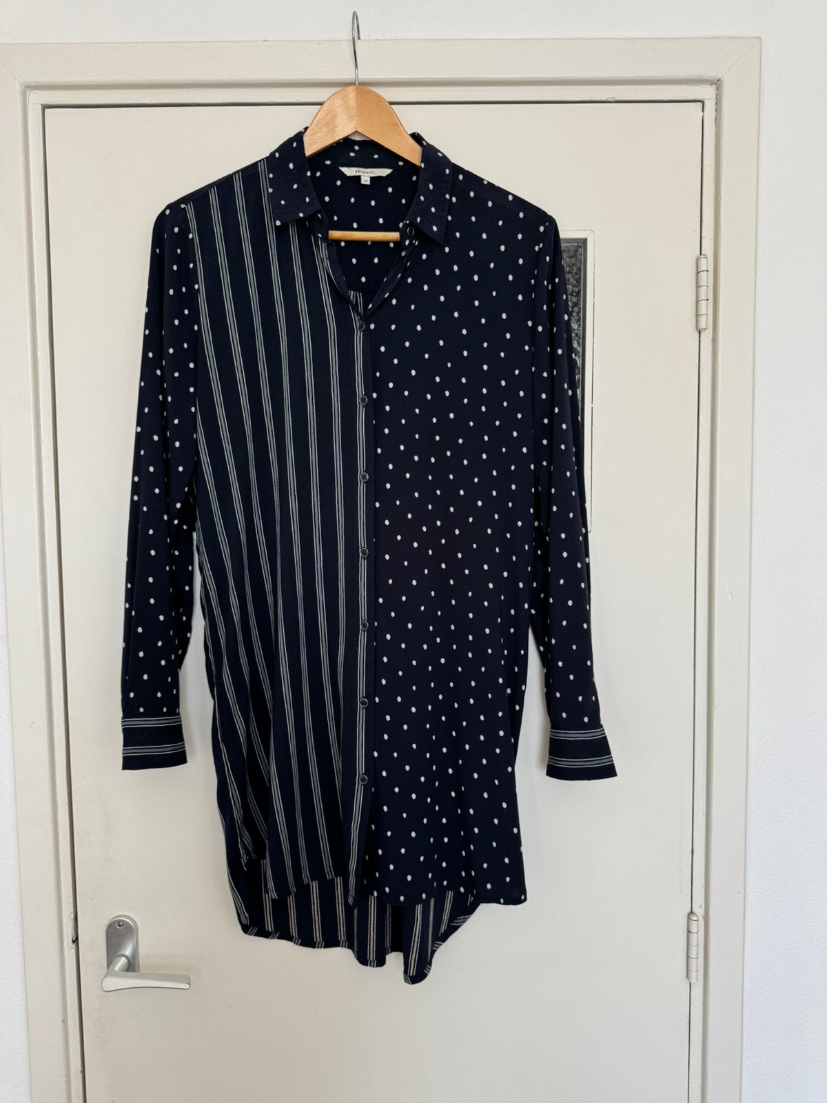 Sandwich_ Jurk/Tuniek met stippen en strepen - Maat 34, Ophalen of Verzenden, Zo goed als nieuw, Maat 36 (S), Blauw