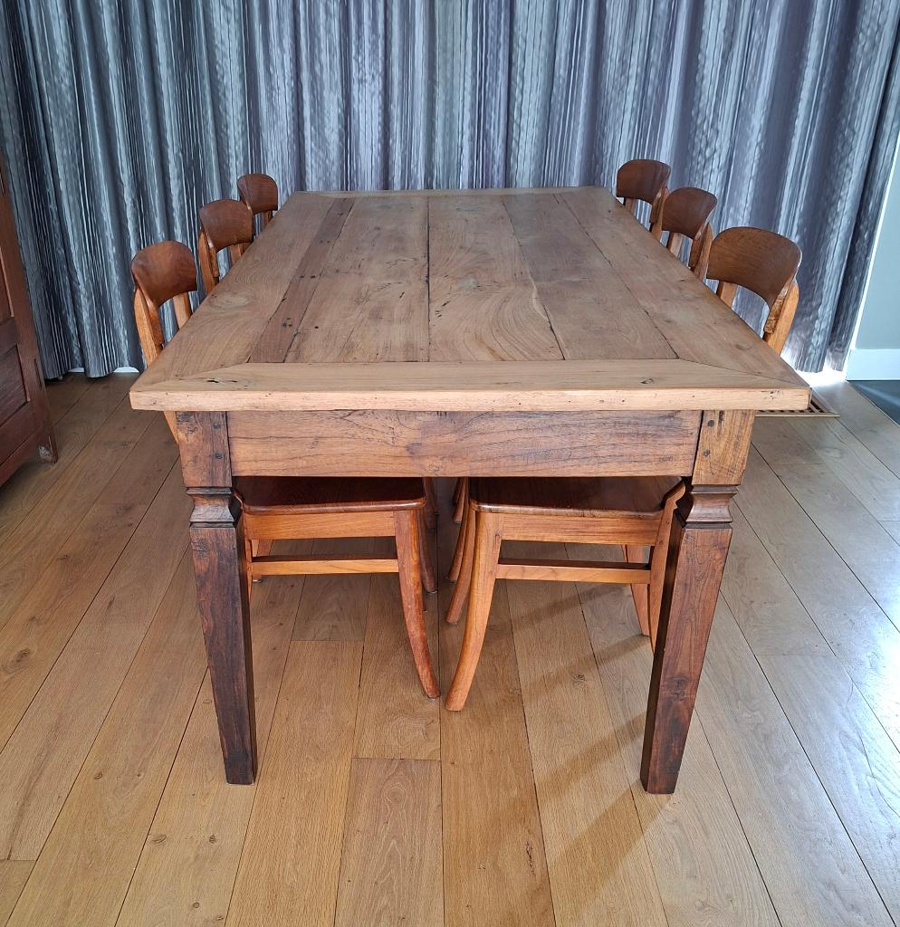 mooie houten eettafel en 6 stoelen, Huis en Inrichting, Tafels | Eettafels, Ophalen, Minder dan 50 cm, Gebruikt, Eikenhout