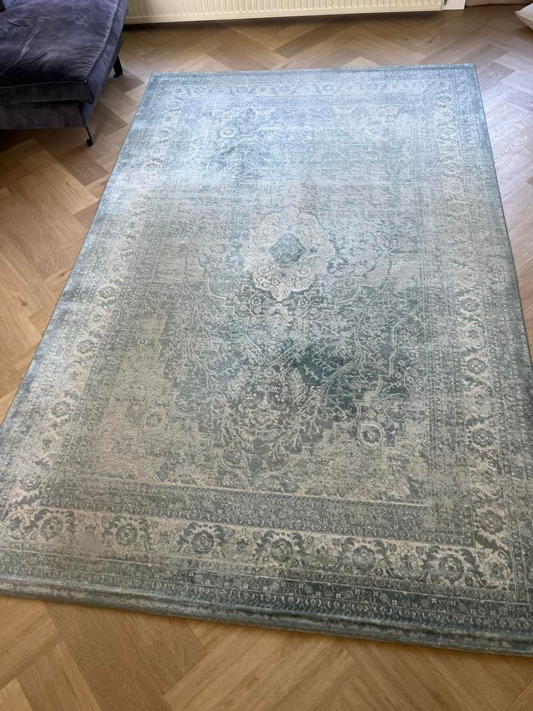 Vloerkleed Lichtblauw 200x300 cm, Ophalen, Gebruikt, Blauw, Klassiek
