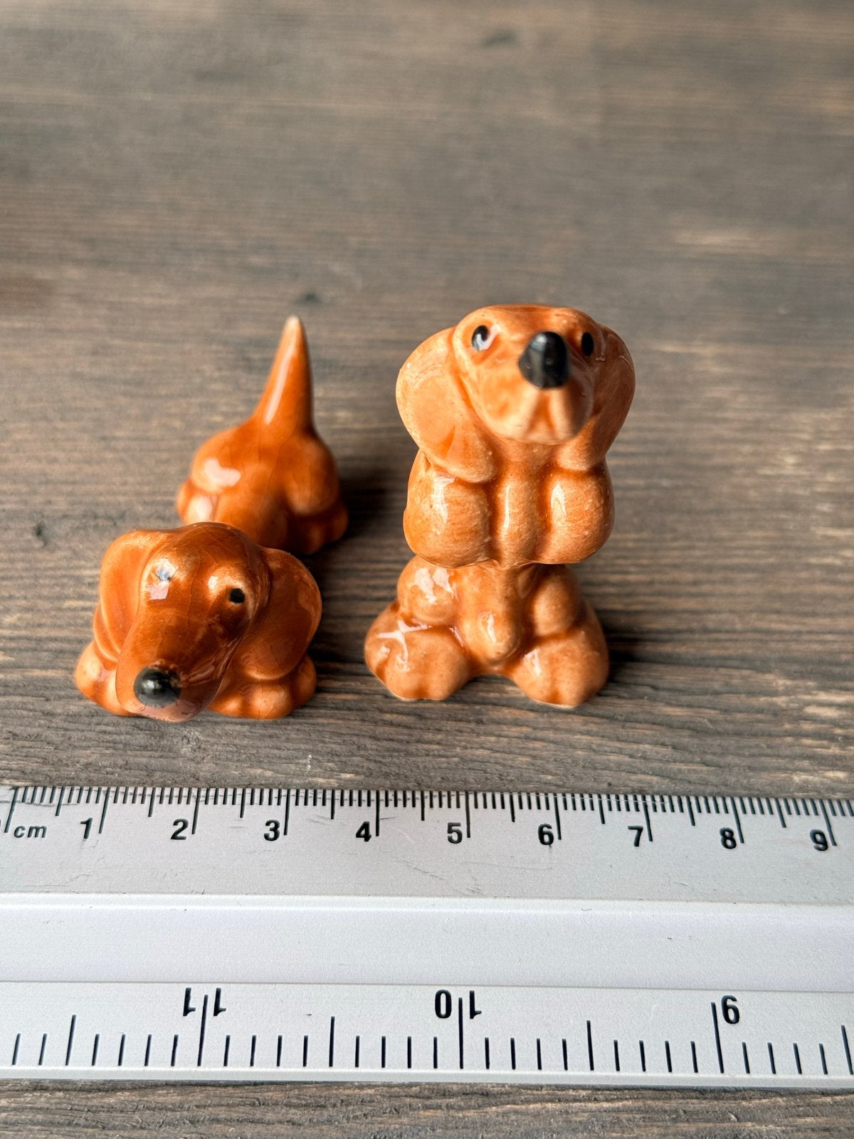 Vintage Teckel beeldjes - Keramiek, Ophalen of Verzenden, Gebruikt, Hond of Kat, Beeldje of Figuurtje