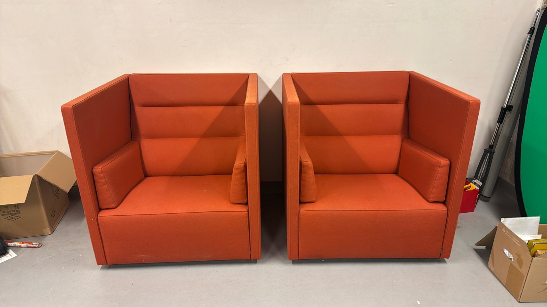 Akoestische fauteuil Offecct Float High oranje, 100 tot 125 cm, Tweepersoons, Ophalen of Verzenden, Zo goed als nieuw
