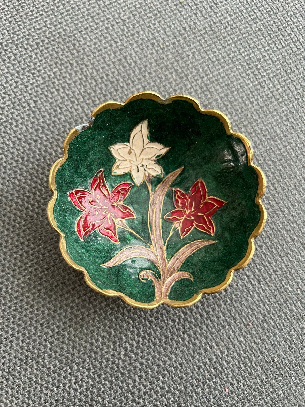 Cloisonné messing schaaltje met bloemmotief, Ophalen of Verzenden