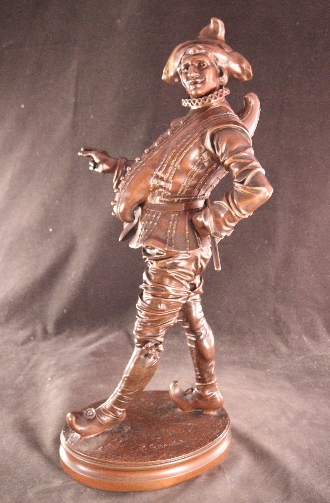 Antiek bronzen harlekijn sculptuur, Ophalen of Verzenden
