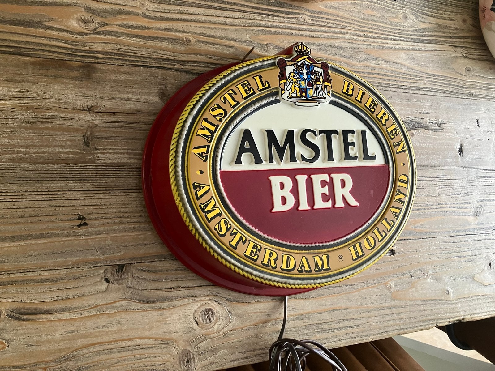 Vintage Amstel Bier Lichtbak - Amsterdam Holland, Verzamelen, Biermerken, Ophalen of Verzenden, Gebruikt