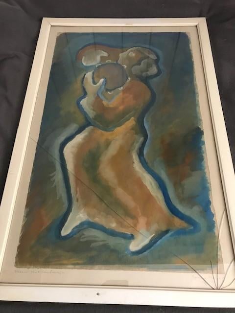 Aquarel van Nanno Meijer...titel: 'Vrouw met tamboerijn', Ophalen