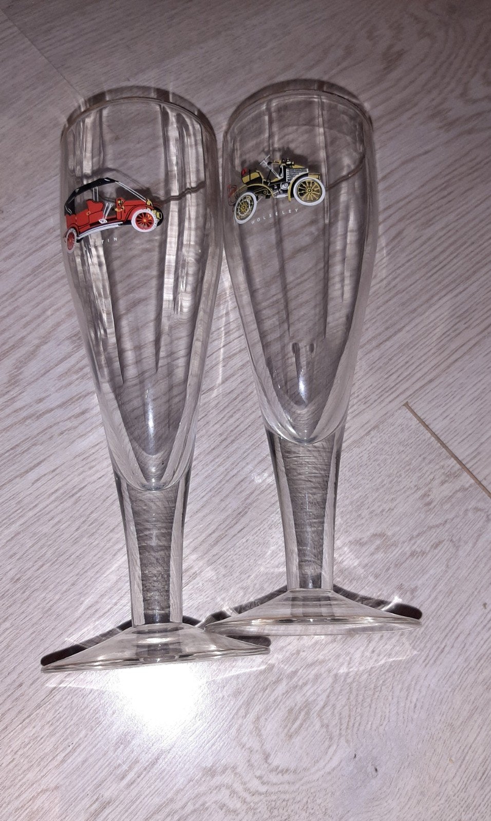 vintage champagneglazen auto's glazen Austin Walseley glas, Ophalen of Verzenden